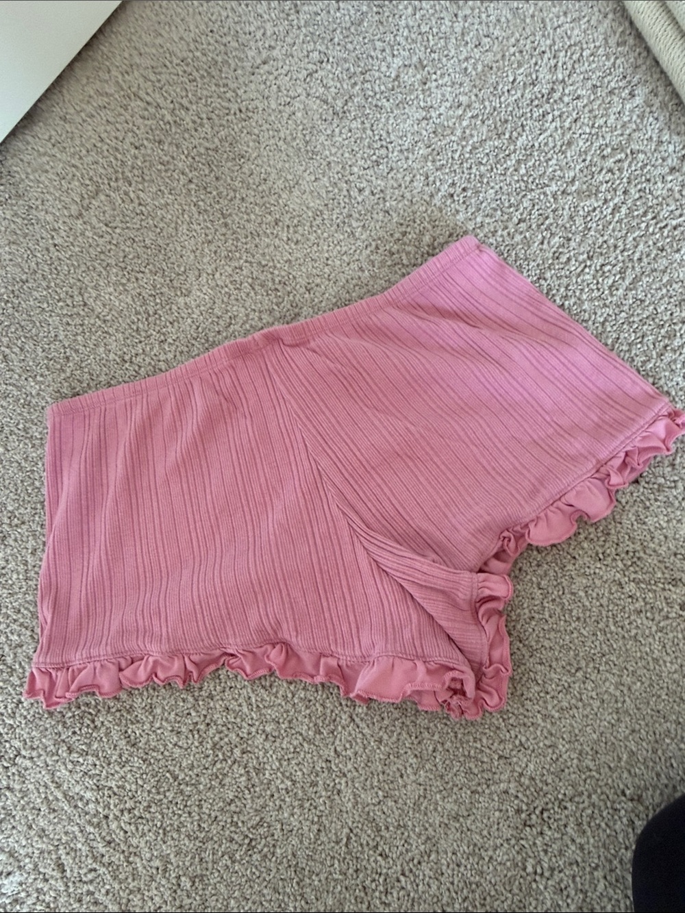 Victoria Secret Ribbed Pink Ruffle Lounge Shorts - Picture 2 of 4